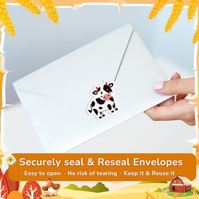 1 Roll Animal Stickers Reward Cute Space Stickers Office Supplies Incentives Sticker Animal Party Favor Decal, 500 Pcs Each Roll(Cute Farm Animal)