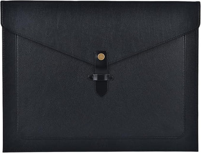 Black Leather File Folder Letter Size, File Organizer, Important Document Folders with Pockets, Document Organizer, Laptop Sleeve Notebook Case, Paper Storage, A4 Envelopes Filing Folder