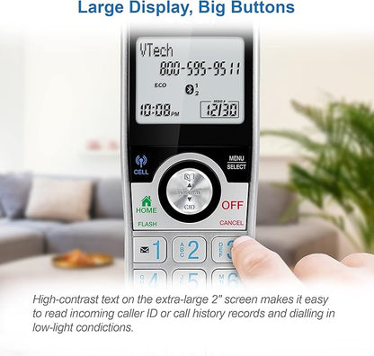 VTech IS8121-4 Super Long Range up to 2300 Feet DECT 6.0 Bluetooth 4 Handset Cordless Phone for Home with Answering Machine, Call Blocking, Connect to Cell, Intercom and Expandable to 5 Handsets