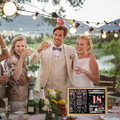 Joycard 18th Anniversary Card for Women, Wedding Card for Wife, Sweet Marriage Decorations Gifts for Couple, Perfect for Her on Anniversary Day, Back in 2007