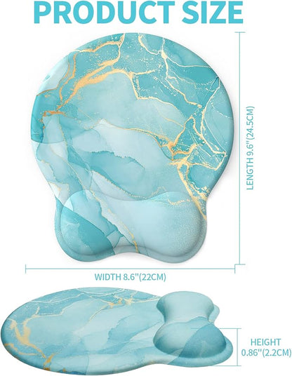 eulps Mouse Pad with Wrist Rest, Comfortable Computer Mousepad with Gel Wrist Support Smooth Surface and Non-Slip PU Base for Pain Relief, Laptop, Office & Home (Blue Marble)