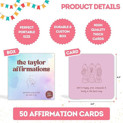 Taylor Gifts for Girls Birthday Gift | Affirmations - 50 PCS Taylor Cards | Taylor Themed Gifts, Taylor Gift Merch for Game Nights, Unique Gifts, Birthday Party Favors for Girls Women