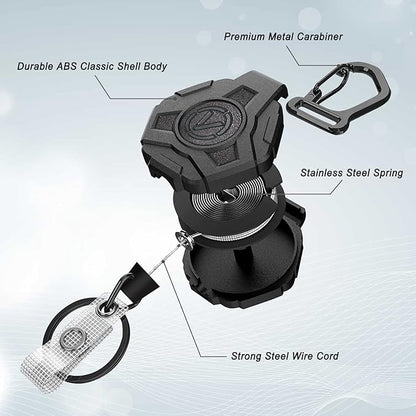 VIQWYIC 2 Pack Retractable Badge Holder Keychain, Heavy Duty Carabiner Badge Reel with Key Ring for Keys,Round