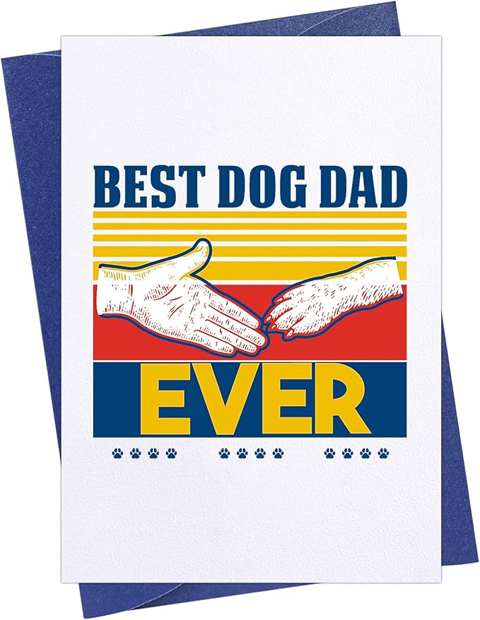FaCraft Funny Fathers Day Card for Best Dog Dad Ever, 4 x 6, Happy Fathers Day Card with Envelope from Daughter Son Wife