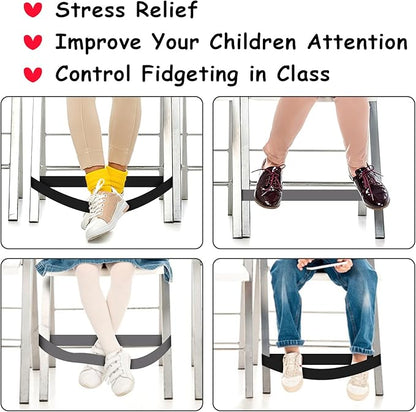 20 Pack Chair Bands for Kids with Fidgety Feet, ADHD Tools for Kids, ROOKEA Sensory Room Must Haves for Adhd Kids Fidget Chair Bands Autism Classroom Must Haves ADHD Tools for Classroom Home Chairs