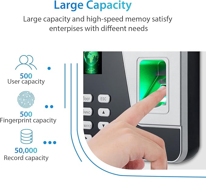 NGTeco Time Clocks for Employees Small Business, Upgraded Fingerprint Time Clock Supporting Shift Schedules, Standalone Time Card Machine Automatic Punch in Out (No Need WiFi)
