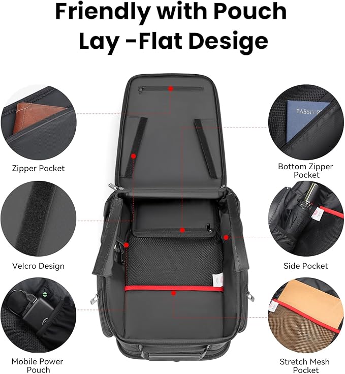 CROSSGEAR 16 Inch Business Laptop Backpack for Men, Carry on Backpack for Airplanes, Water Resistant Travel Backpack Laptop Bag Computer Backpack Casual Daypacks with USB Port for Travel