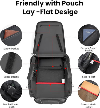 CROSSGEAR 16 Inch Business Laptop Backpack for Men, Carry on Backpack for Airplanes, Water Resistant Travel Backpack Laptop Bag Computer Backpack Casual Daypacks with USB Port for Travel