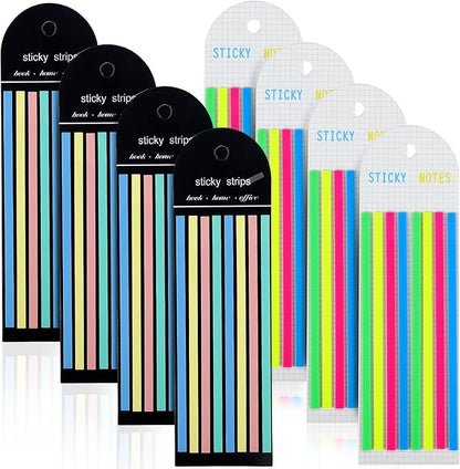 Juome 1280Pcs Highlighter Tape, Transparent Sticky Long Page Markers Tabs, Morandi Neon Clear Highlighter Strips Flags Stickers, Book Tabs for Annotating Books Aesthetic Office School Study Supplies