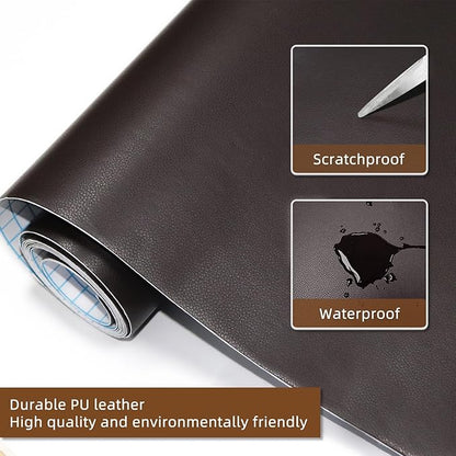 CHEIGHY Leather Repair Patch for Couch Advanced PU Material, Self Adhesive Leather Repair Kit for Furniture Vinyl Repair Tape for Car Seats Upholstery Sofa Office Chair (Brown, 3.9X79 inch)