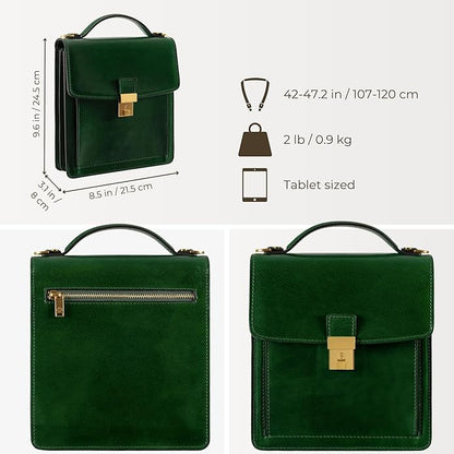 Time Resistance Small Leather Briefcase for Men - Crossbody Bag - Italian Leather Messenger Bag - Gift Box Included