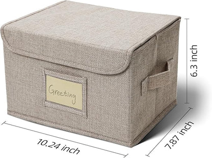 Vienrose Greeting Card Organizer Storage Box with 20 Removable Dividers, 84 Self-stick Labels, Perfect for Photos, Envelopes, Scrapbooking, Paper, Stickers Holder 1 Pack Beige