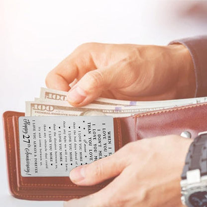 CPLJW 27th Anniversary Wallet Card Gifts for Him, Happy 27 Anniversary Romantic Gifts for Her