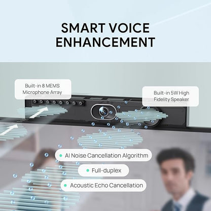 Yealink UVC40 E2 USB Conference Room Camera System 4K Video Conference Camera 120° Wide-Angle Lens 8 Microphone 5W High-Fidelity Speaker Auto Framing Speaker Tracking Compatible with Microsoft, Zoom