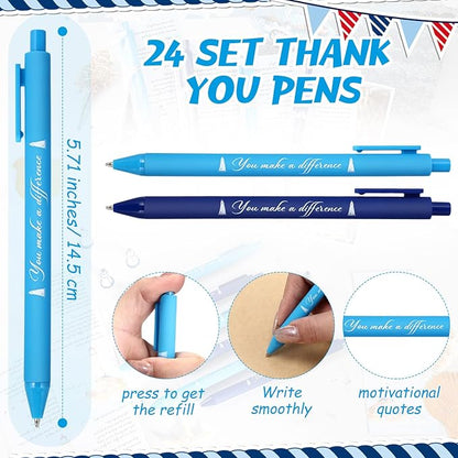 24 Set Positive Lighthouse Christmas Employee Coworkers Appreciation Gifts Bulk Lighthouse Pens Mini Resin Thank You Cards Bookmark Desk Accessories for Team Teacher Volunteer Staff