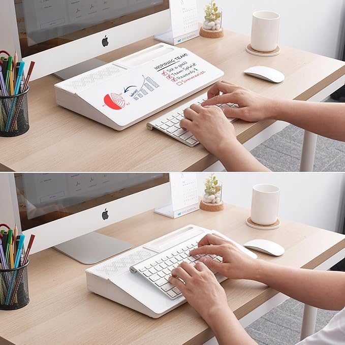 Small Glass Desktop Whiteboard Dry-Erase-Board - Computer Keyboard Stand White Board Surface Pad with Aromatherapy, Desk Organizers with Accessories for Office, Home, School Supplies