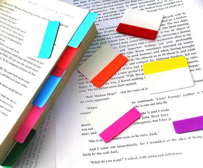 ELII 300 Pcs Tabs 2 Inch Sticky Index Tabs,Colorful Tabs for Notebooks,Writable and Transparent Book Tabs Page Tabs Colored Page Markers, Tabs for Books, Notebook Tabs, Tabs for Annotating Books