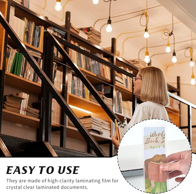 200Pieces Bookmark Laminating Pouches 2 * 8inch Hot Laminator Sleeves 5 Mil Compatible with Most Pouch Laminating Machines for Book Lovers Nature Lovers