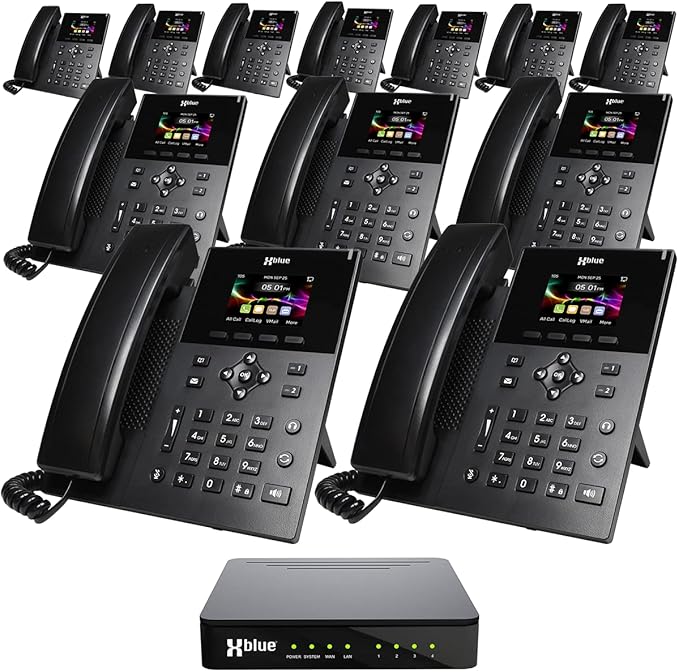 XBLUE QB1 System Bundle with 12 IP5g IP Phones Including Auto Attendant, Voicemail, Cell & Remote Phone Extensions & Call Recording
