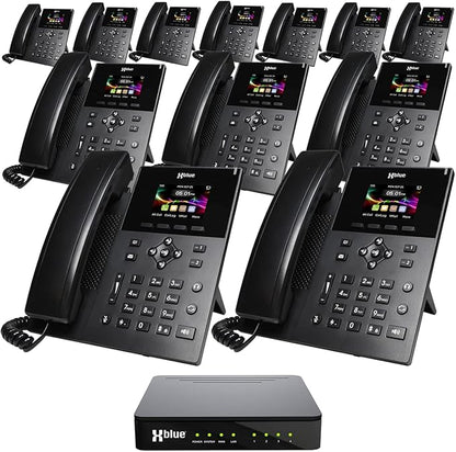 XBLUE QB1 System Bundle with 12 IP5g IP Phones Including Auto Attendant, Voicemail, Cell & Remote Phone Extensions & Call Recording