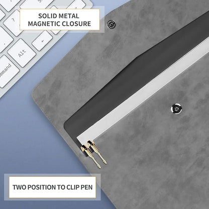 Toplive Document File Folder, Waterproof Thin PU Leather A4 Envelope Folder File Document Organizer Storage Case, Filing Envelope Folder with Magnetic Closure, Ash Gray