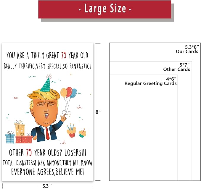 Funny Trump 75th Birthday Card for Men Women, Trump Happy 75th Birthday Gifts, Humor Donald Lecture Bday Card for parents, Best 75 Years Old Birthday Idea