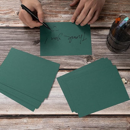 100 Pack Thick Paper Cardstock Blank Heavy Cards Stock for Invitations, Greeting Cards Making, Postcards, Photos, 250GSM Thick Paper (Dark Green, 4x6 inches)