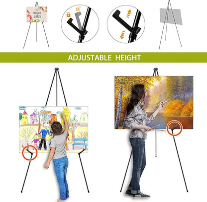 AROIC 63 "Easel Stand for Display, 6 Pack Portable Foldable Metal Easel, Easels for Signs Wedding Logos ,Arts, Painting,Adjustable Floor Easels with 6 Storage Bag