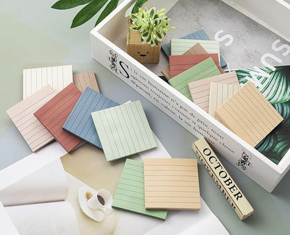(16 Pack) Lined Sticky Notes 3x3 in Post Ruled Stickies Super Sticking Power Memo Pads Vintage Colors