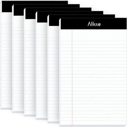 Legal Notepads 5x8, Pack of 6 - Perforated Narrow Ruled Writing Pad - Premium Thick Paper, No Ink Bleeding - Blank Legal Pads For Home, Office, School, Business - 50 Sheets Per Notebook