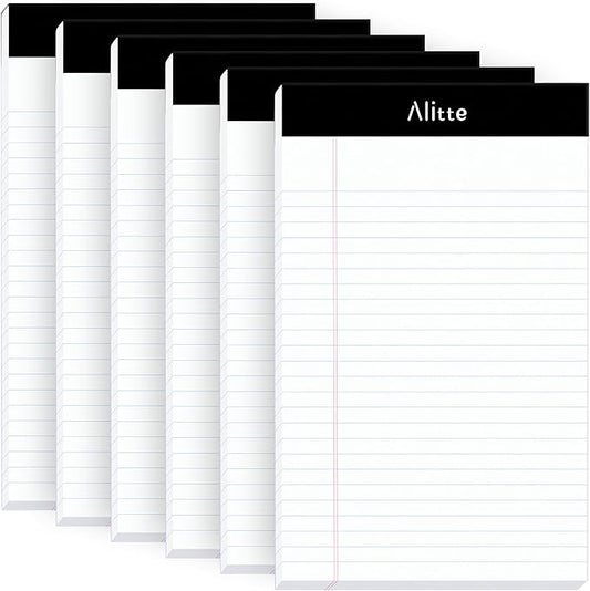 Legal Notepads 5x8, Pack of 6 - Perforated Narrow Ruled Writing Pad - Premium Thick Paper, No Ink Bleeding - Blank Legal Pads For Home, Office, School, Business - 50 Sheets Per Notebook