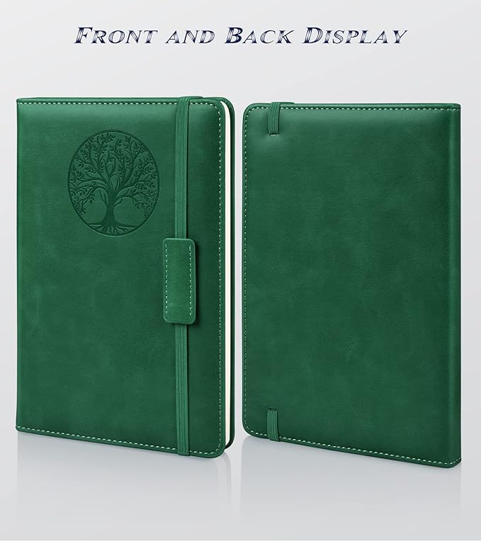 Lined Journal Notebook for Women Men,256 Pages A5 Hardcover Leather Journals for Writing,Travel,Business,Work & School,College Ruled Notebooks for Note Taking,Diary Notepad 5.7"×8.3"(green)