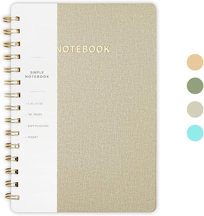 Lined Spiral Notebook College Ruled A5 Journal Book for Note Taking, 160 Pages Writing Journal for Office and Home School Supplies 5.75x8.125 inch - LightGrey