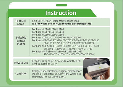 T04D1 Maintenance Ink Tank Waste Box Chip Resetter for Epson L6160 L6161 L6168 L6170 L6171 L6178 L6190 L6191