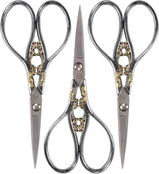 JubileeYarn Scrollwork Embroidery Craft Scissors - Silver - 3 Scissors