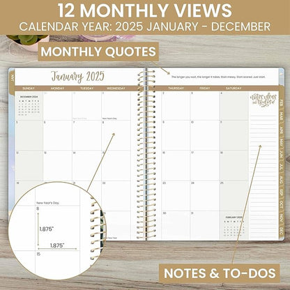 bloom daily planners 2025 (8.5" x 11") Calendar Year Day Planner (January 2025 - December 2025) - Weekly/Monthly Dated Agenda Organizer with Stickers & Tabs - Iridescent Opal