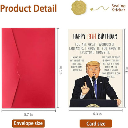 Funny 19th Birthday Card for Men Women, Humorous 19th Birthday Gift for Son Daughter, Happy 19 Year Old Birthday Decorations for Him Her