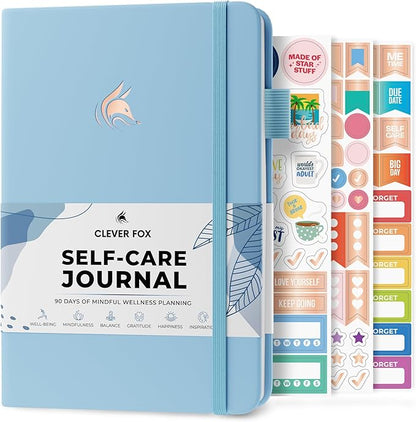Clever Fox Self-Care Journal – Daily Reflection Notebook – Mental Health & Personal Development Planner, Meditation & Mood Log, A5 (Light Blue)