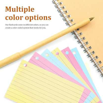 150 Pcs Colored Index Cards: 3 x 5 Ruled Index Cards with Ring,Heavy Colored Note Cards Punched Lined Flashcards for School Learning Game Card