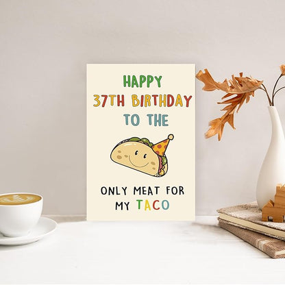 Funny 37th Birthday Gifts for Men Man, Unique 37 Years Old Birthday Decorations Gifts for Husband Boyfriend, Happy 37th Bday Card for Him, Taco 37 Mens Bday Ideas from Wife Girlfriend