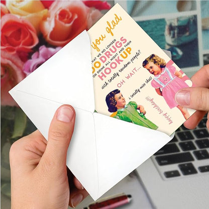 NobleWorks - 1 Funny Women's Birthday Card - Hilarious Bday Greeting Card with Envelope, Sassy Celebration - Aren't You Glad C7025BDG