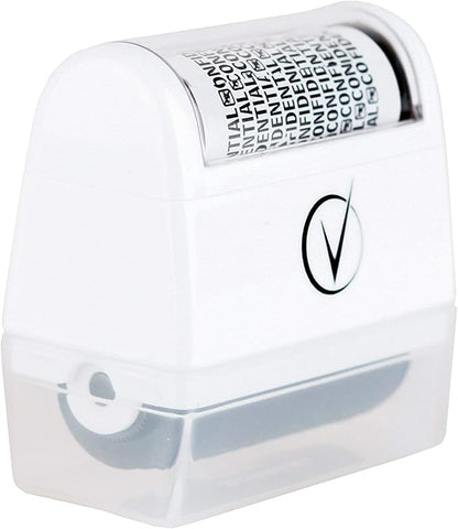 Identity Theft Protection Roller Stamps Wide Kit - Confidential Roller Stamp, Anti Theft, Privacy & Security Stamp, Designed for ID Blackout Security - Classy White with 3 Refills