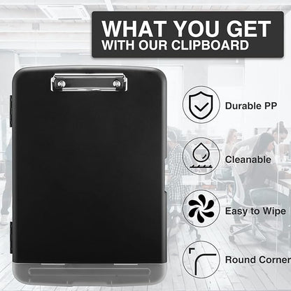 Sooez Clipboard with Storage, High Capacity Nursing Clip Board 8.5 x 11 with Pen Holder & Low Profile Clip, Plastic Clipboards Case Box, Teacher Must Haves School Office Supplies,Letter Size/ A4