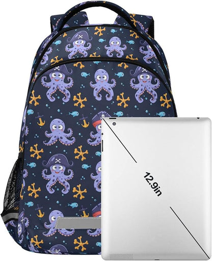 MNSRUU Laptop Backpack with Chest Strap, Octopus School Backpack, Travel Hiking Backpack for Boys Girls Teen Adult, Rucksack, Knapsack