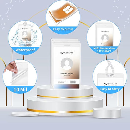 100 Pieces 10 Mil 2 1/2" x 4 1/4" Laminating Pouches with Slot Hole Printable Luggage Tags Clear Thermal Laminate Pouch Tags Kit Resealable for Work Permits Pass Cards Student ID Cards (100, 10 Mil)