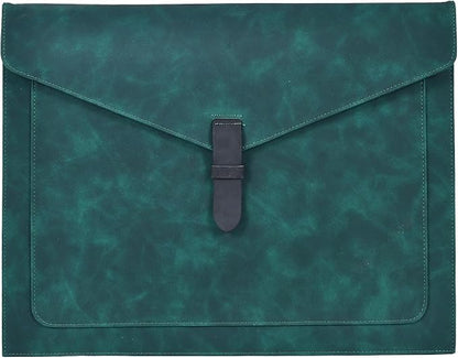 Green Leather File Folder Letter Size, File Organizer, Important Document Folders with Pockets, Document Organizer, Laptop Sleeve Notebook Case, Paper Storage, A4 Envelopes Filing Folder