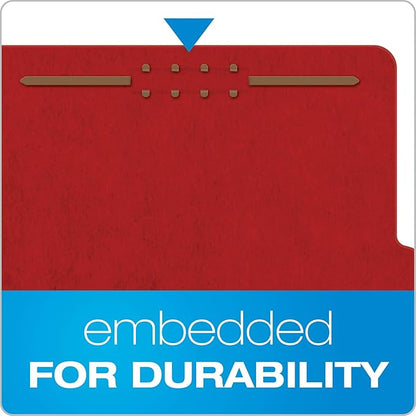 Pendaflex® Classification Folders, Standard, 1 Divider, Embedded Fasteners, 2/5 Cut Tab, Bright Red, Letter, 10/BX (23731) (Pack of 2)