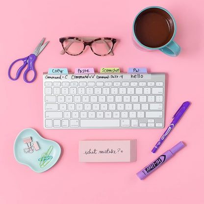 Avery Margin Ultra Tabs, 2.5" x 1", 2-Side Writable, Assorted Pastel Colors, 48 Repositionable Tabs (74867)