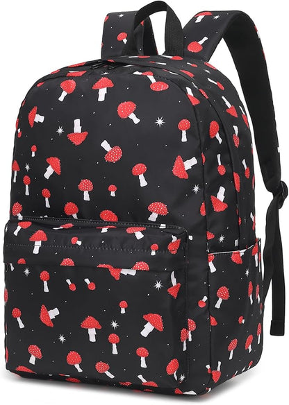 Mushroom School Backpack for Teens Girls, Womens College Bookbags Laptop Backpacks