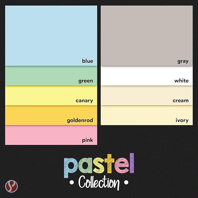 Assorted Pastel Colored Paper – Assortment of 9 Colors for Arts and Crafts, Invitations, Flyers, Posters, Decorations | Regular 20lb Bond (75gsm) | 8.5" x 14" | 25 Each Color (225 Sheets Total)
